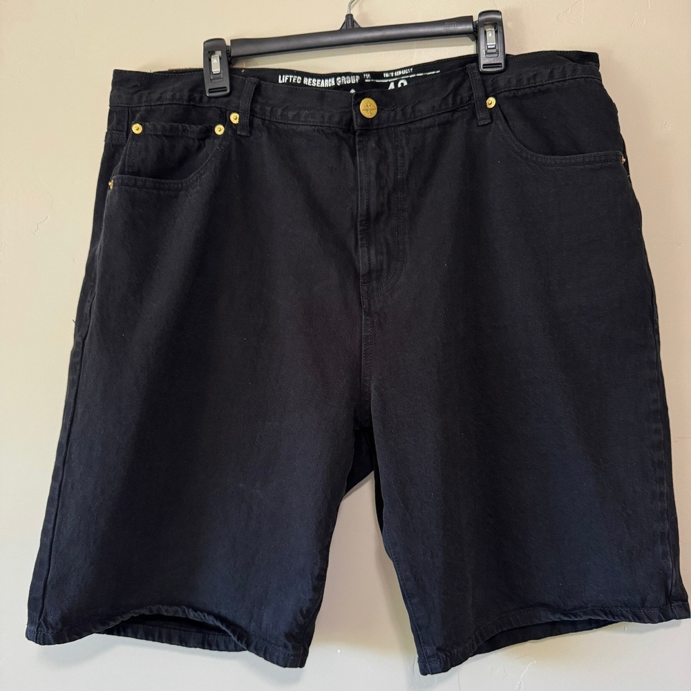 LRG Baggy Denim Shorts Mens Size 42 Black Streetwear Y2K Hip Hop 100% Cotton